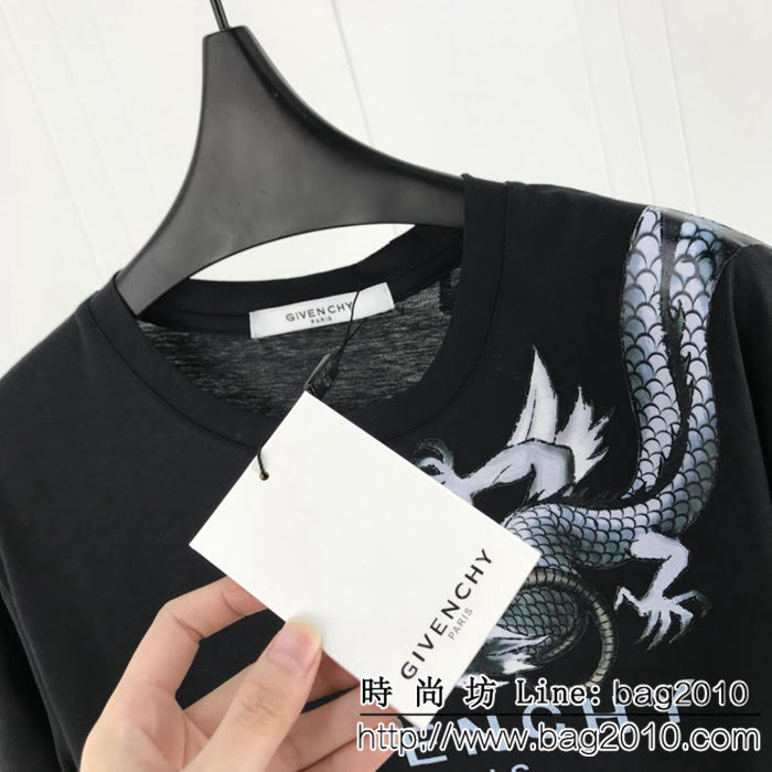 GVC紀梵希 19早春新款 蛟龍印花 雙股絲光棉 男款短袖 ydi1542